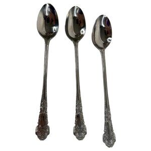 3 Piece Reed & Barton Renaissance Stainless 18/10 Glossy Iced Tea Spoons Ice Tea